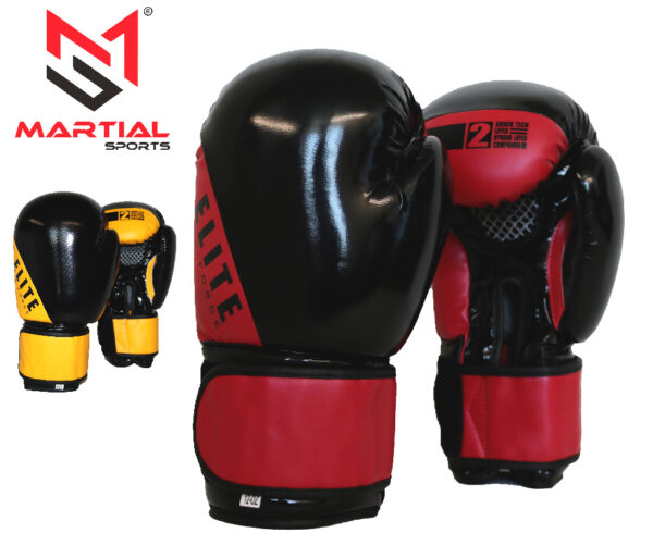 Martial Sports Elite Force Boxing Gloves Red/Yellow Free Handwraps Free Shipping