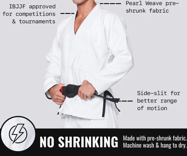 Martial Sports Premium Brazilian Jiu Jitsu Gi Uniform White Free Belt, Free Ship