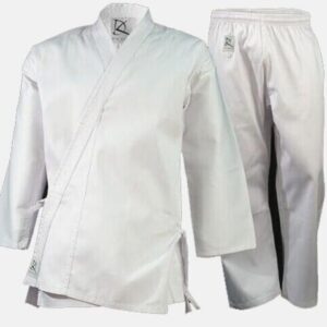 KD Elite Cotton/Poly White Martial Arts Uniform for Karate/Taekwondo Free Belt