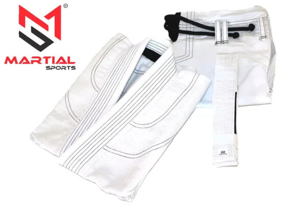 Martial Sports Kids Brazilian Jiu Jitsu Gi Uniform -Whe Blk- Free Belt Free Ship