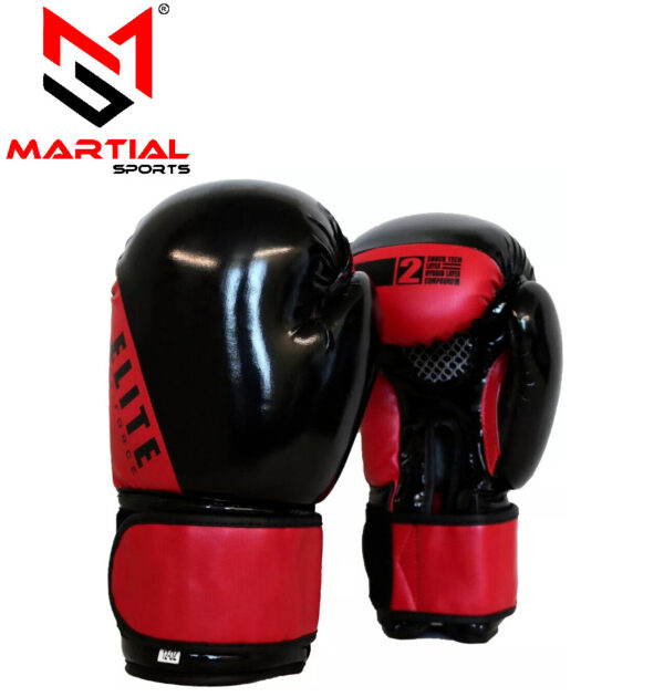 Martial Sports Elite Force Boxing Gloves Black/Red Free Handwraps Free Shipping