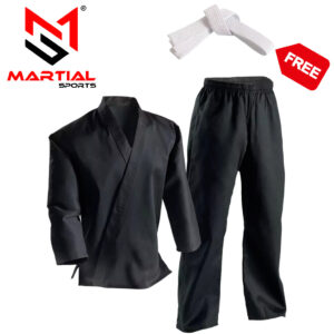 Martial Sports Lightweight Karate/Taekwondo Gi - Black - Free Belt Free Shipping