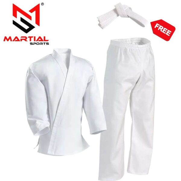 Martial Sports Lightweight Karate/Taekwondo Gi - White - Free Belt Free Shipping