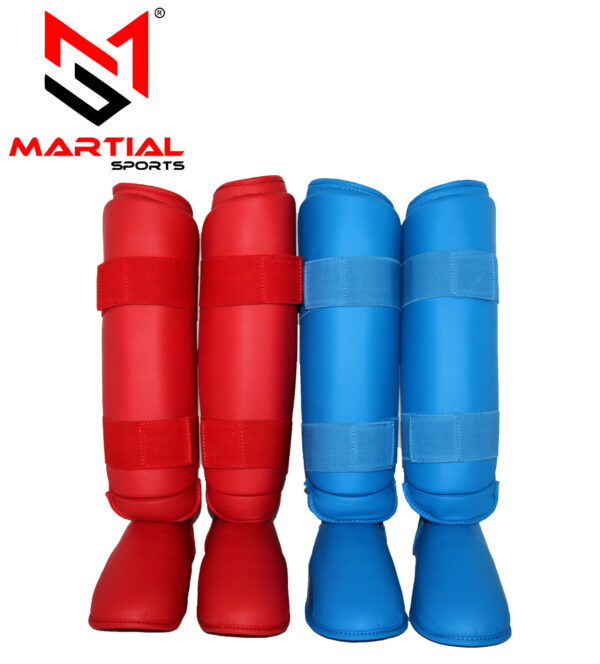 Martial Sports Shin Instep Guards for Karate/Taekwondo - Red/Blue- Free Shipping