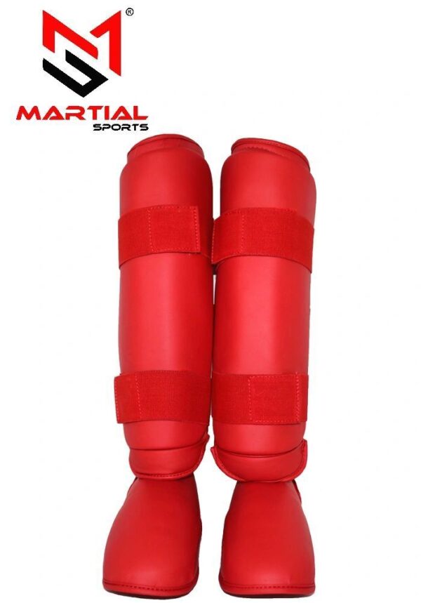 Martial Sports Red Shin Instep Guards for Karate/Taekwondo Free Shipping