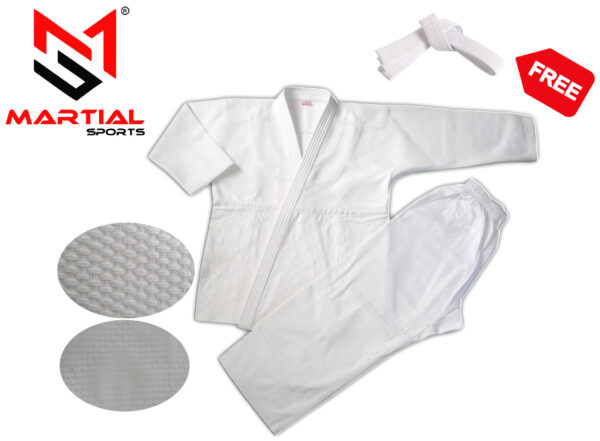 Martial Sports Single Weave Judo Uniform - White - Free Belt - Free Shipping