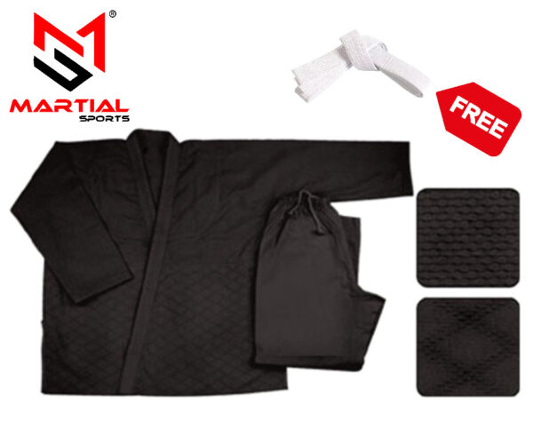 Martial Sports Single Weave Judo Uniform - Black - Free Belt - Free Shipping