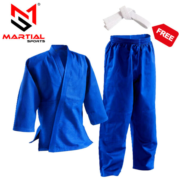 Martial Sports Single Weave Judo Uniform - Blue - Free Belt - Free Shipping