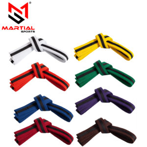 Martial Sports Striped Double Wrap Karate/Taekwondo/Judo Belts - Free Shipping